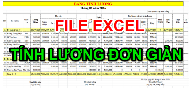 Phần mềm tính lương nhân viên theo giờ bằng Excel